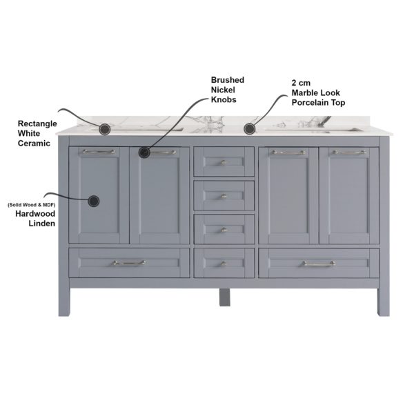 Selena 60 inch Gray Double Vanity product description