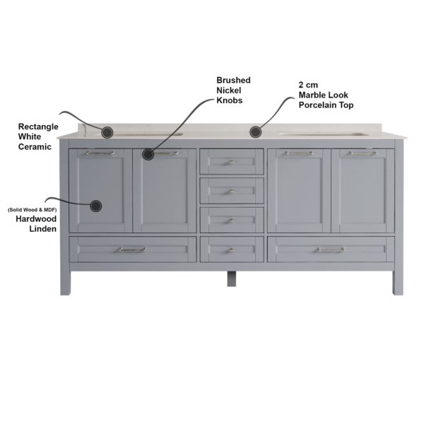 Selena 72 inch Gray Double Vanity product description