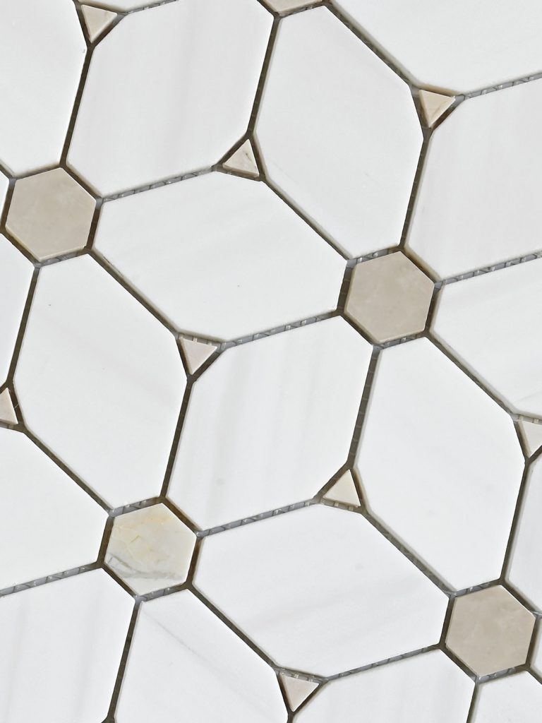 White Beige Marble Elegant Mosaic Backsplash Tile