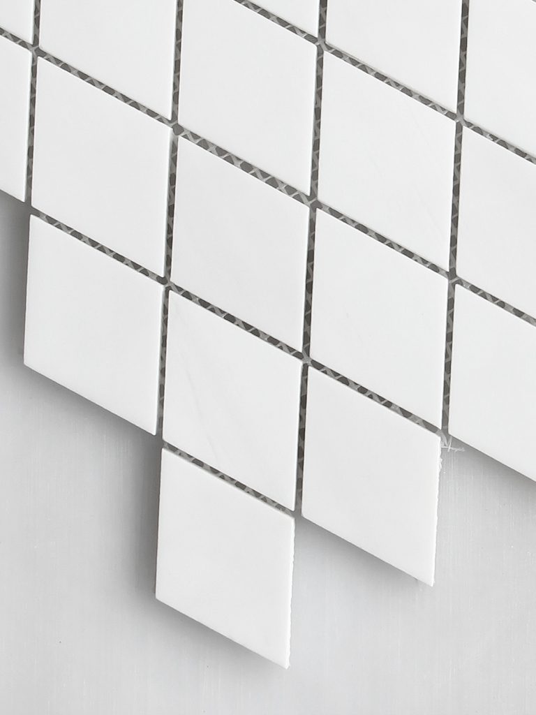 White Diamond Marble Mosaic Backsplash Tile Pure White