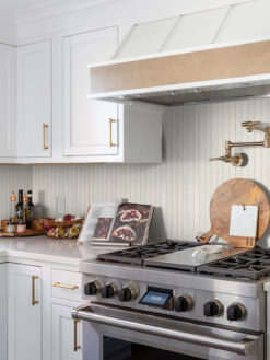 Modern Beige Backsplash Tile with Light Cabinets