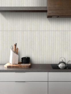 Modern Beige Long Backsplash Tile With Gray Cabinet BA4501