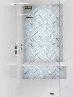 Bathroom Shower Blue Glass Herringbone Backsplash Tile BA5507