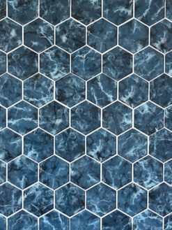 Blue Hexagon Glass Mosaic Backsplash Tile BA5501 1