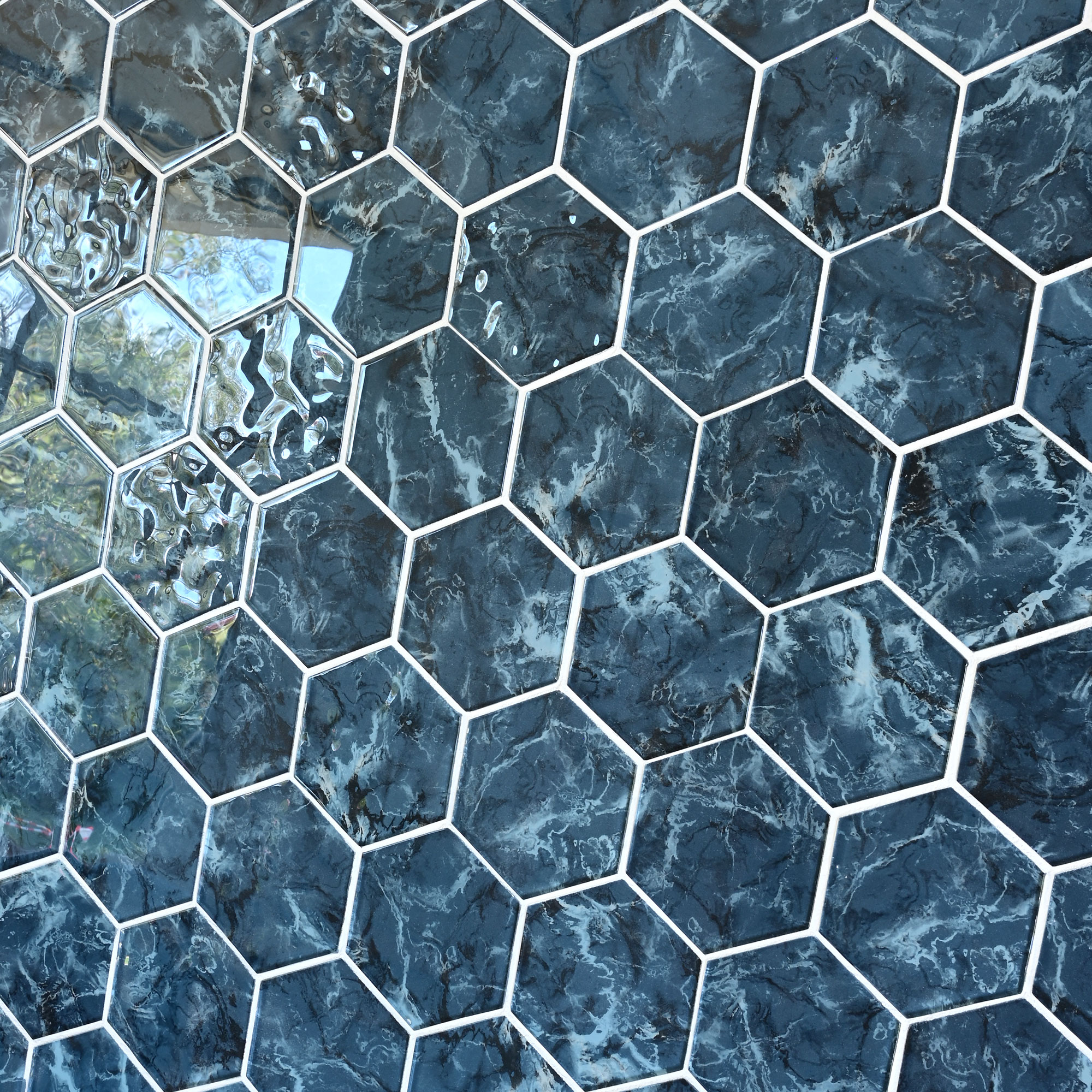 Blue Hexagon Glass Mosaic Backsplash Tile BA5501 4