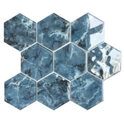 Blue Hexagon Glass Mosaic Backsplash Tile BA5501 5