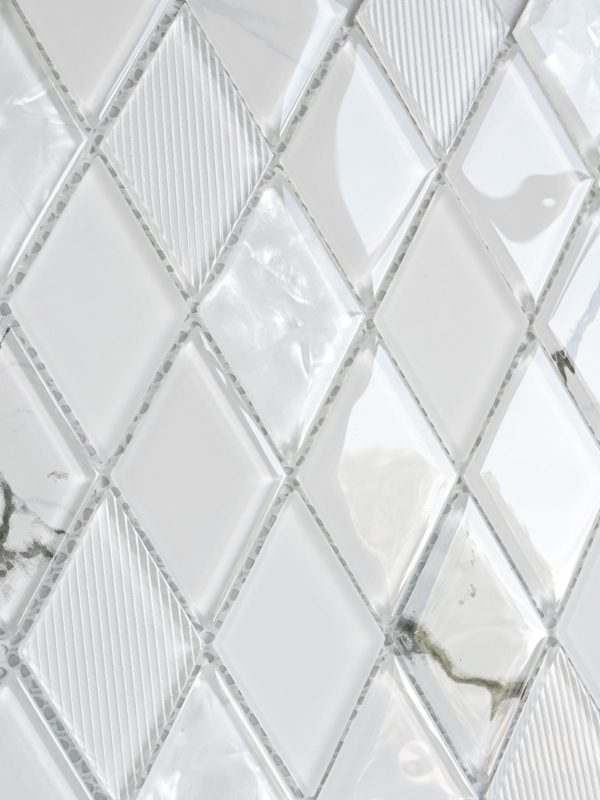 Rhomboid White Glass Mosaic Backsplash Tile BA5502 5