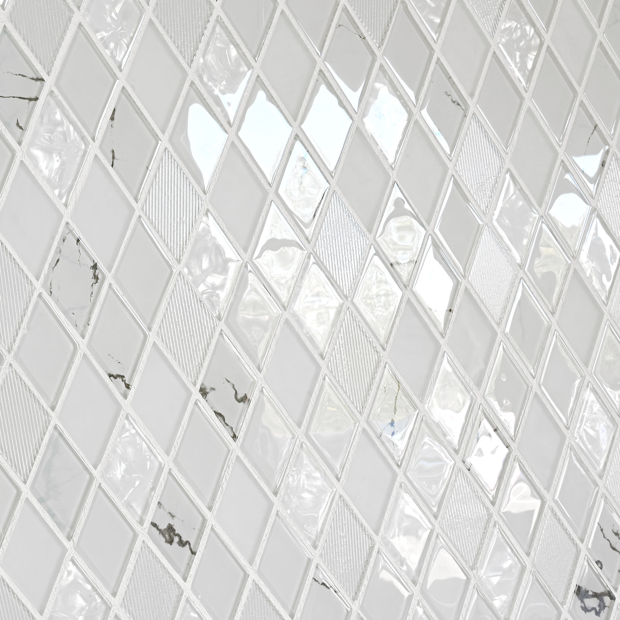Rhomboid White Glass Mosaic Backsplash Tile BA5502 7