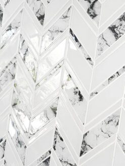White Chevron Marble Look Glass Mosaic Backsplash Tile BA5506 4