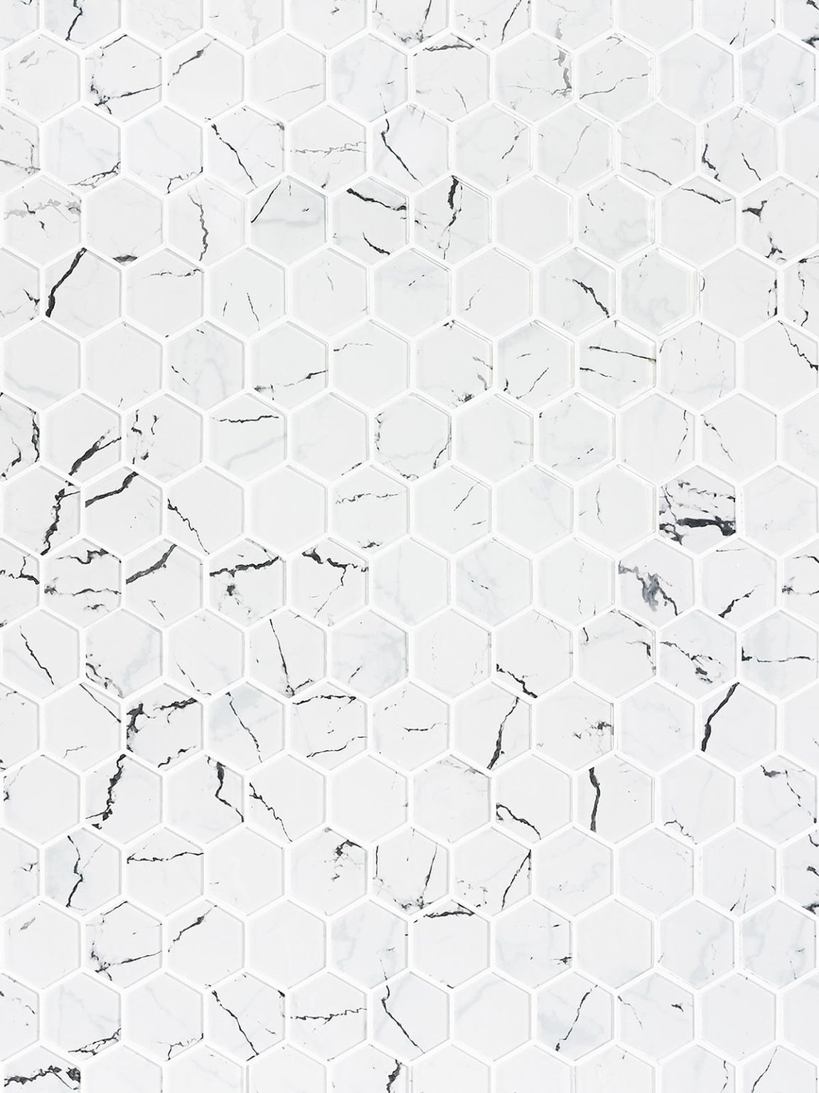 White Hexagon Marble Look Glass Mosaic Backsplash Tile