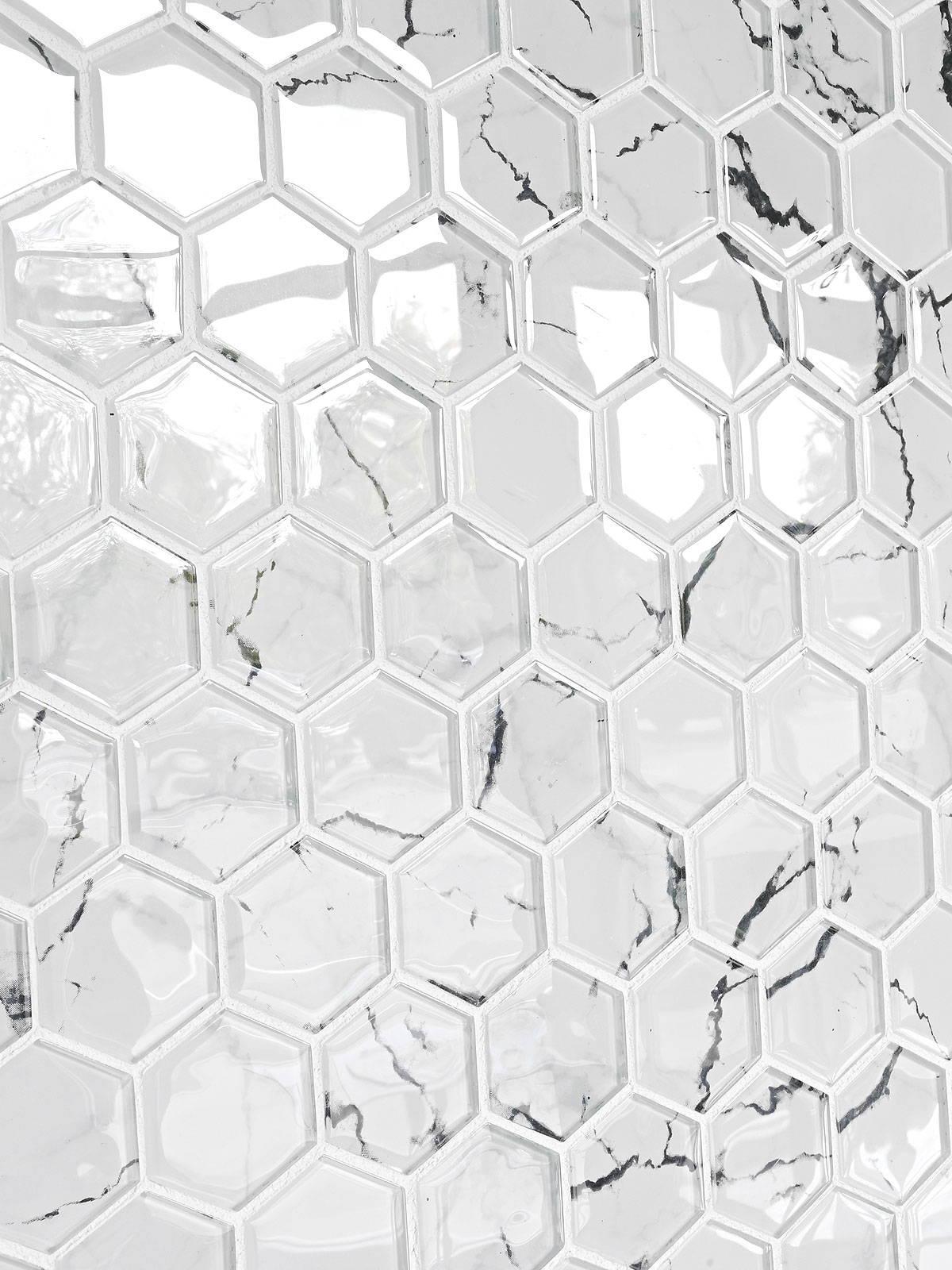White Hexagon Marble Look Glass Mosaic Backsplash Tile BA5509 3