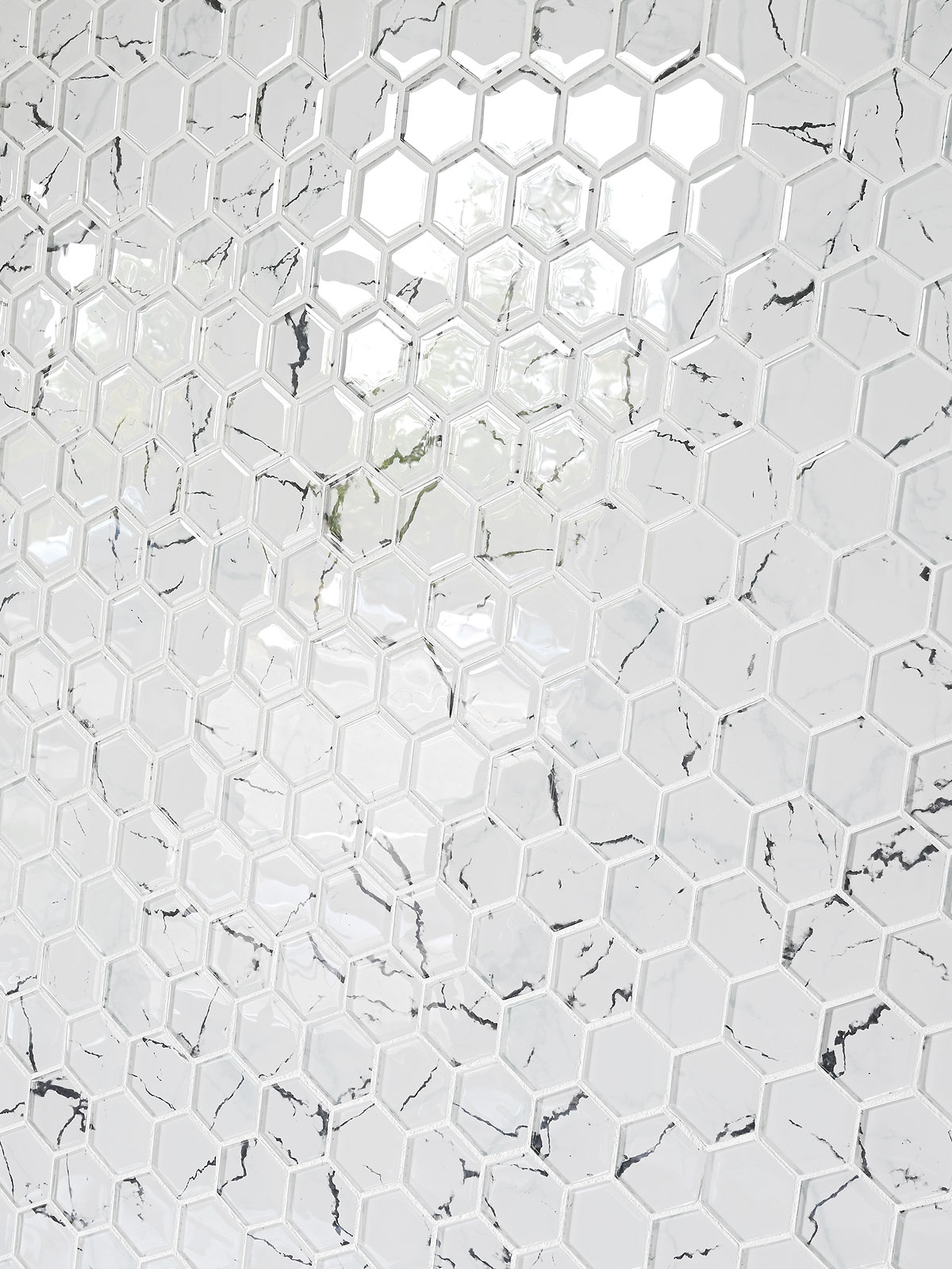 White Hexagon Marble Look Glass Mosaic Backsplash Tile BA5509 4