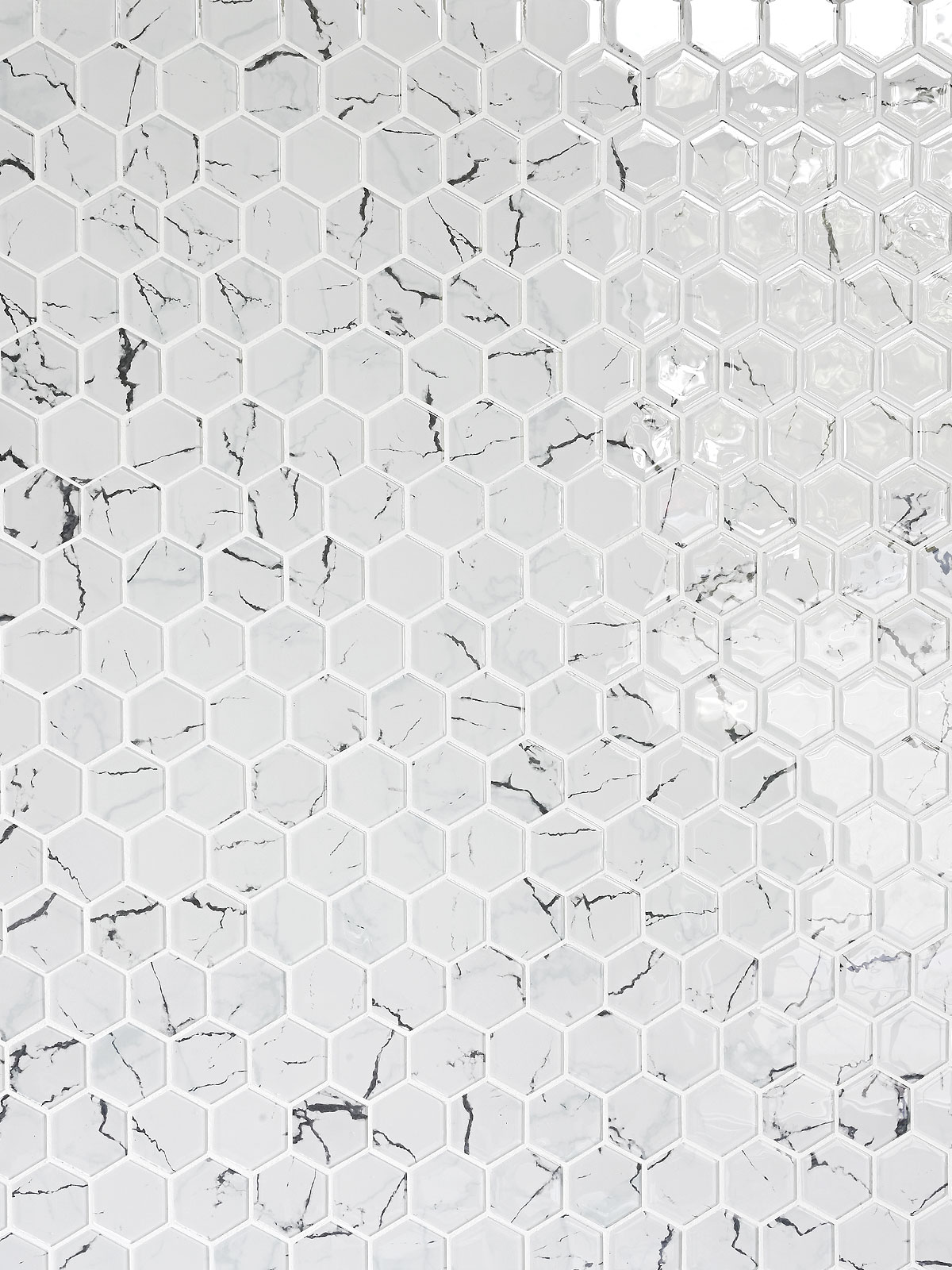 White Hexagon Marble Look Glass Mosaic Backsplash Tile BA5509 9