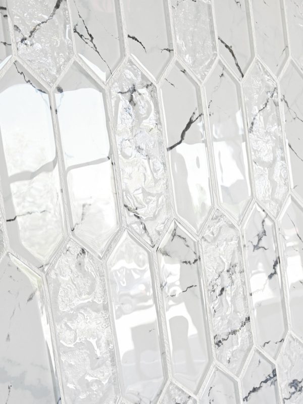 White Marble Look Glass Picket Mosaic Backsplash Tile BA5504 3