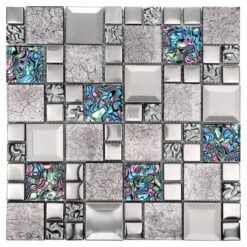 Glass Metal Gray Blue Backsplash Tile BA62011 1