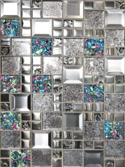 Glass Metal Gray Blue Backsplash Tile BA62011 5