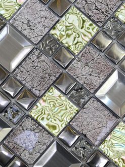 Glass Metal Green Shell Glass Backsplash Tile BA62012 4