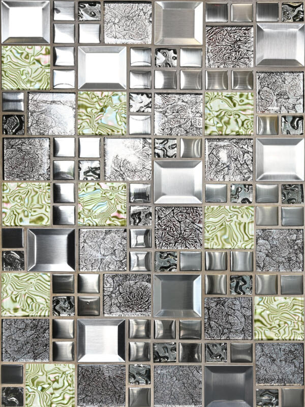 Glass Metal Green Shell Glass Backsplash Tile BA62012 5