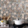 Glass Metal Rose Gold Shell Glass Backsplash Tile BA62015