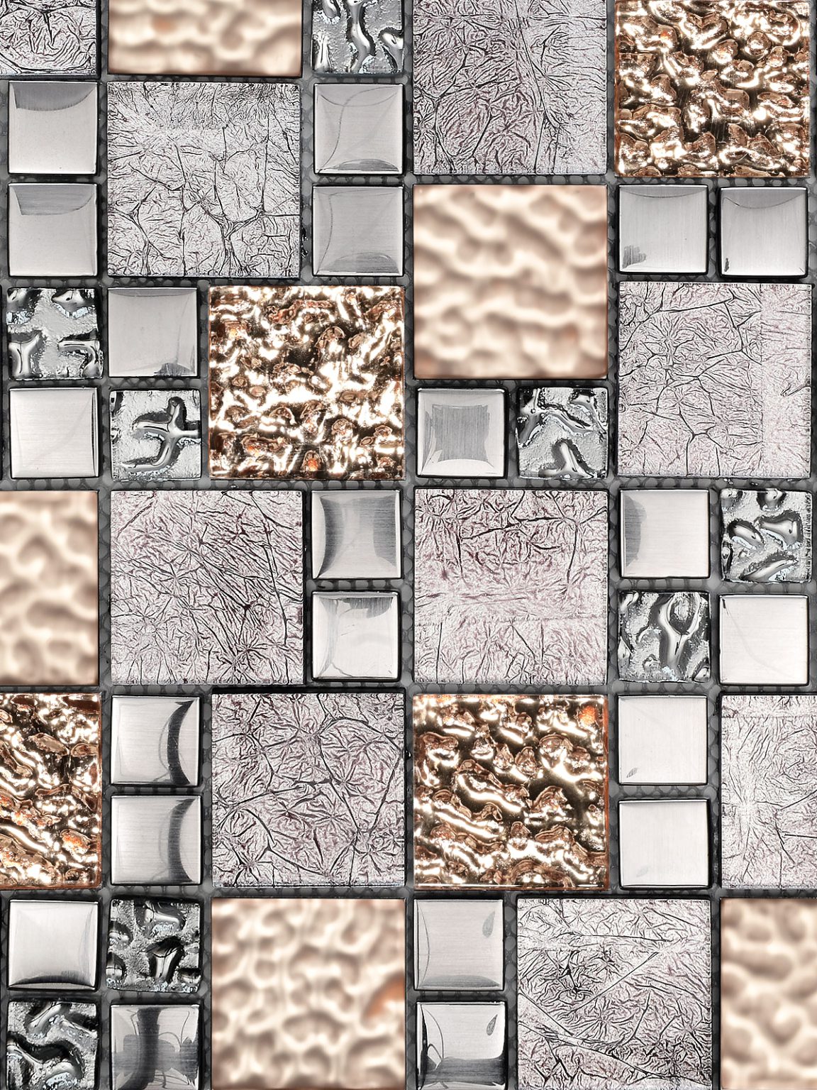 Glass Metal Rose Gold Mosaic Backsplash Tile