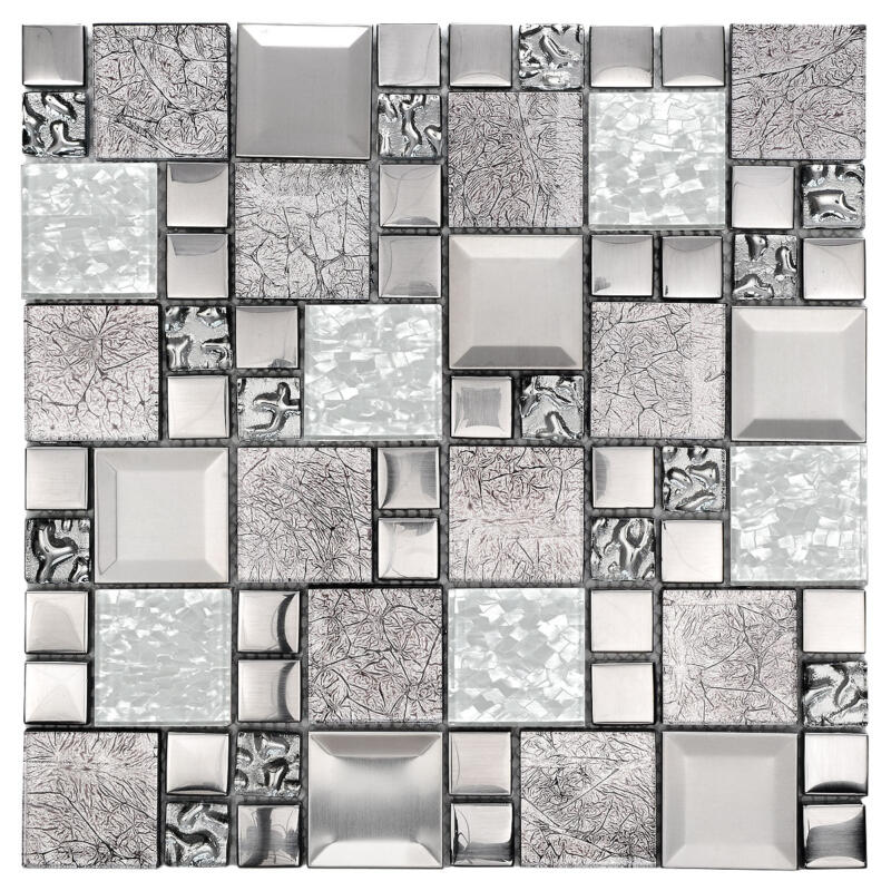 Glass Metal White Shell Glass Backsplash Tile BA62014 1