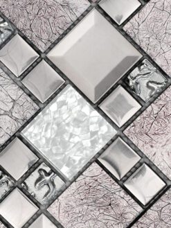 Glass Metal White Shell Glass Backsplash Tile BA62014 2