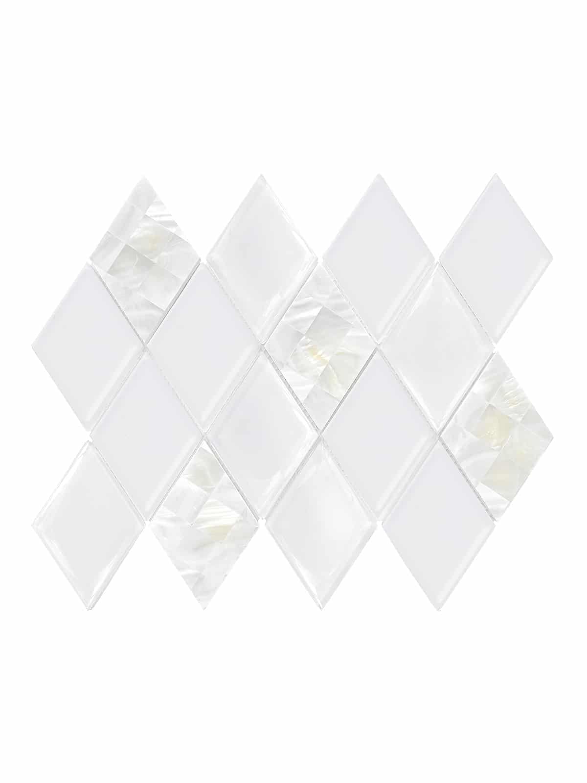 White Glass Shell Diamond Mosaic Backsplash Tile BA6706 1