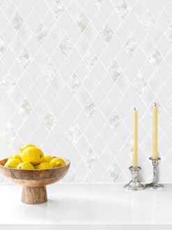White Glass Shell Diamond Mosaic Backsplash Tile BA6706
