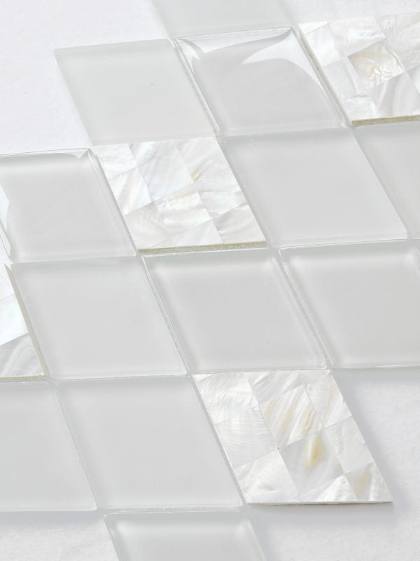 White Glass Shell Diamond Mosaic Backsplash Tile BA6706 3