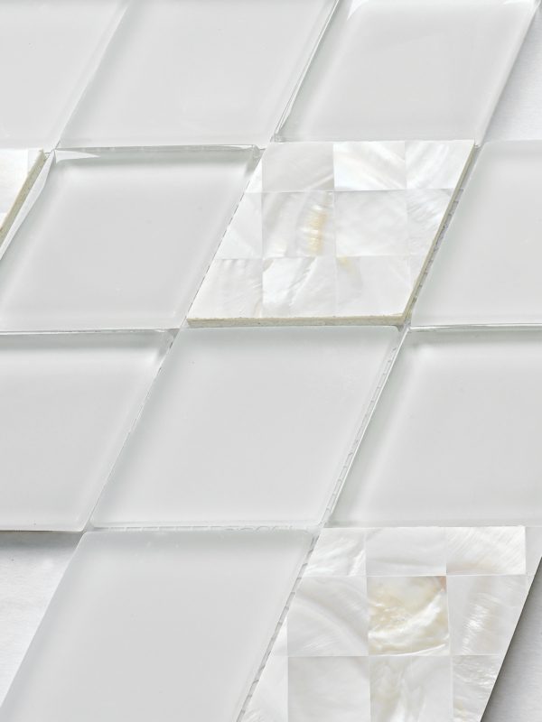 White Glass Shell Diamond Mosaic Backsplash Tile BA6706 4