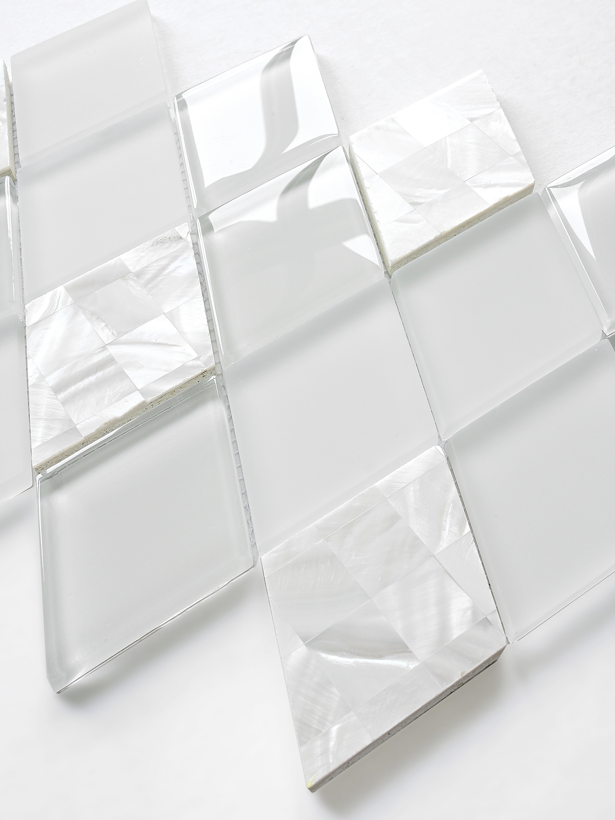 White Glass Shell Diamond Mosaic Backsplash Tile BA6706 7