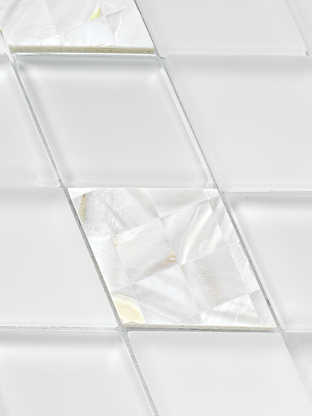 White Glass Shell Diamond Mosaic Backsplash Tile BA6706 8