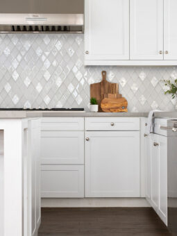 Elegant Diamond Glass & Shell White Backsplash Tile