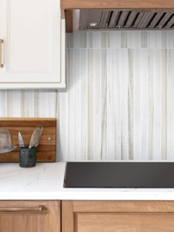 Brown Cabinet Modern Long Marble Rosewood Gray Backsplash Mosaic Tile BA1080