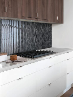 Brown Kitchen Shimmery Black Glass Modern Backsplash Tile BA8021