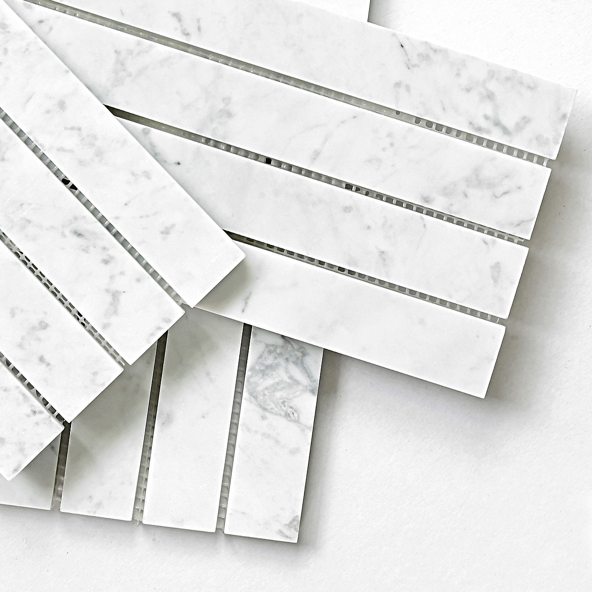 Modern Long Marble Carrara Gray Backsplash Mosaic Tile BA1077 8