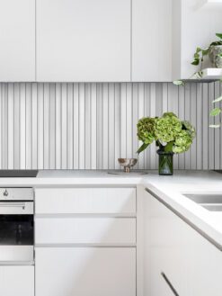 Modern White Kitchen Modern Long Marble White Gray Backsplash Mosaic Tile BA1079