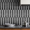 Shimmery Textured Black and White Glass Backsplash Tile BA8024