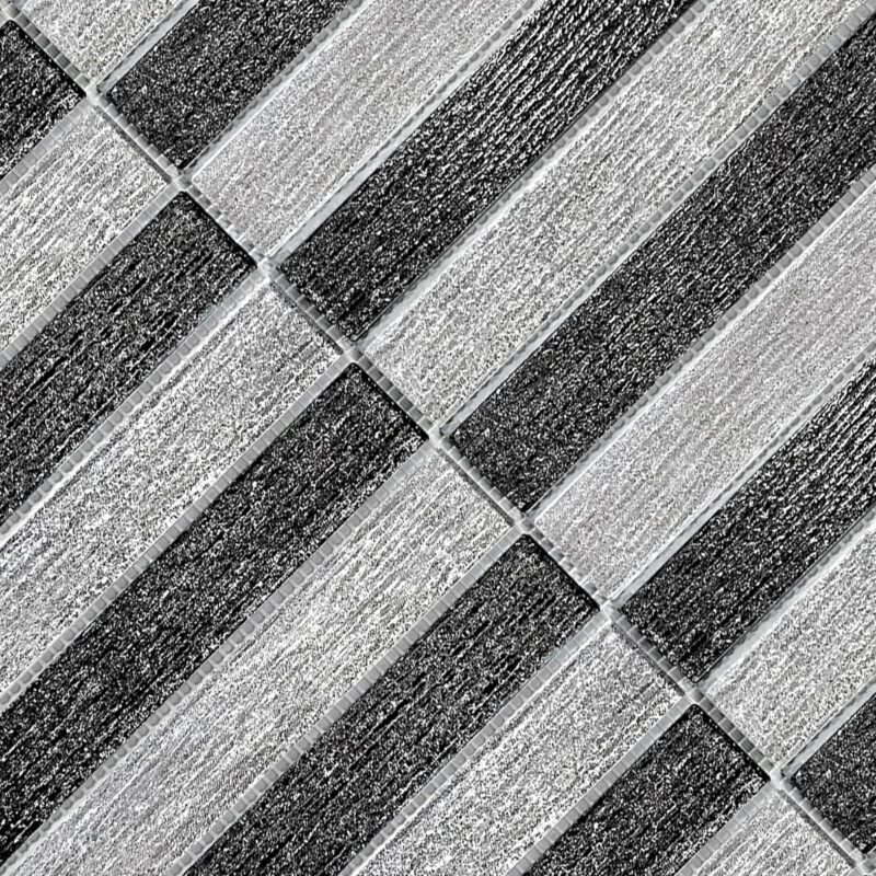 Shimmery Textured Black and White Glass Backsplash Tile