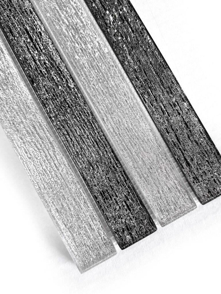 Shimmery Textured Black and White Glass Backsplash Tile