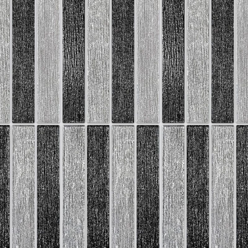 Shimmery Textured Black and White Glass Backsplash Tile