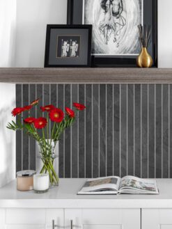 White Countertop Cabinet Slate Modern Kitchen Backsplash Tile BA1081