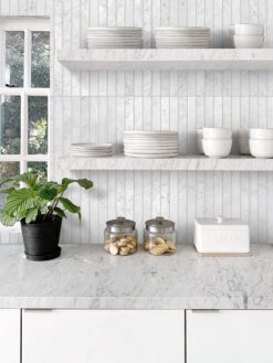 White Kitchen Modern Long Marble Carrara Gray Backsplash Mosaic Tile BA1077