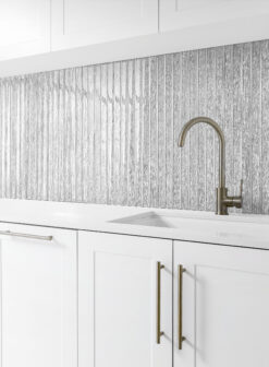 White Kitchen Shimmery White Glass Modern Backsplash Tile BA8022