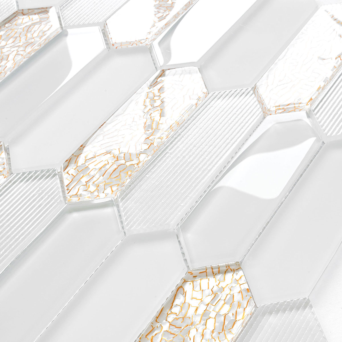 Glass Gold Pearl Picket Backsplash Tile BA6711 6