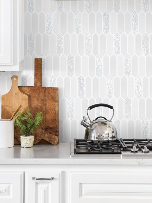 Pearl Glass Picket Design Backsplash Tile ( Unique Pearl Glass )