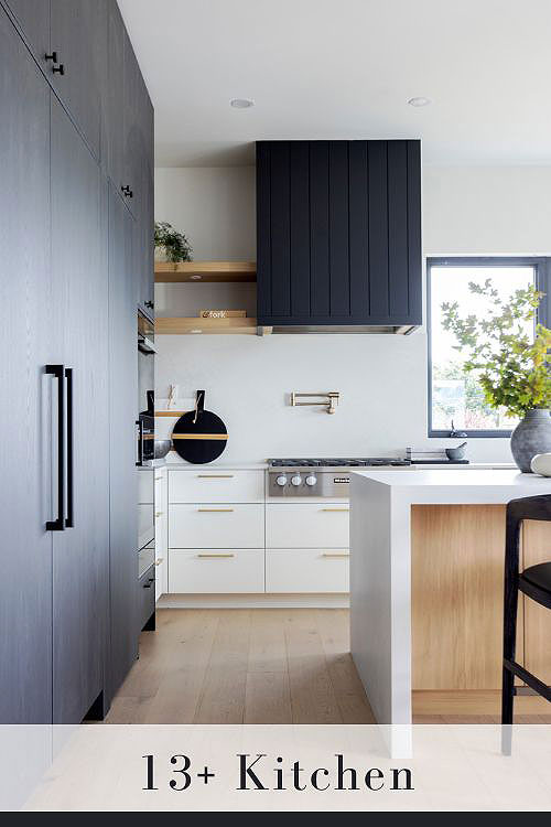 Black and White Cabinets with Gold Hardware