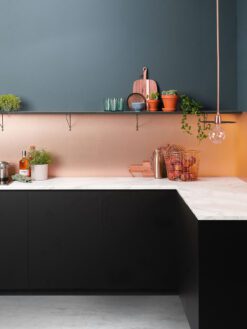 Dark Modern Kitchen Copper Metal Groutless Backsplash Tile BA8801