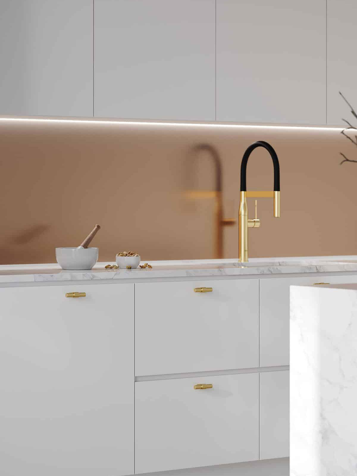 Modern Kitchen Copper Metal Groutless Backsplash Tile BA8801