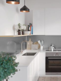 White Kitchen Modern Silver Steel Metal Groutless Backsplash Tile BA8802